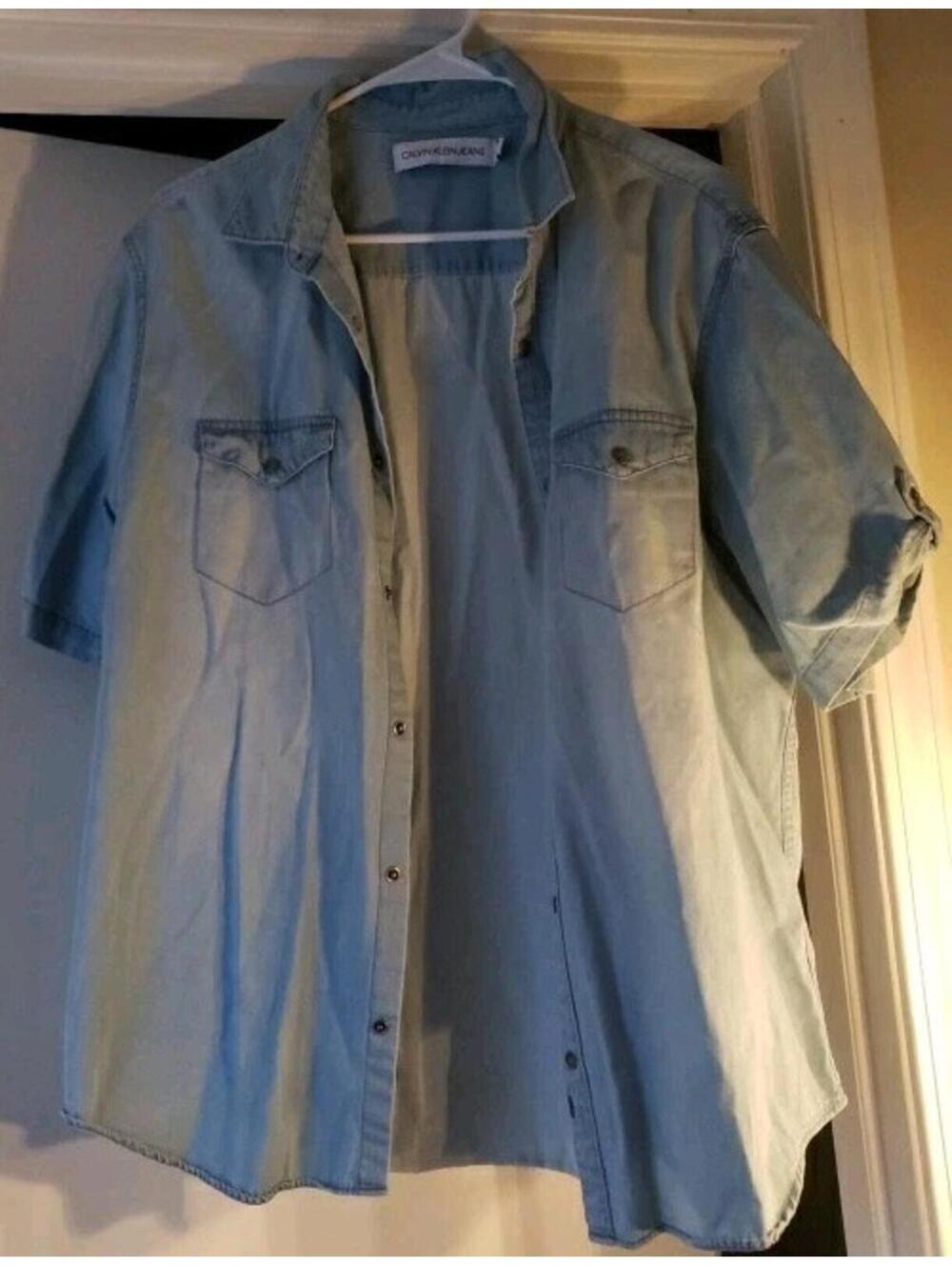 Calvin Klein Blue Jean Button-Up Shirt Size L